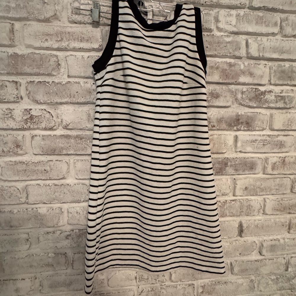love...ady Black and White Striped Mini Dress